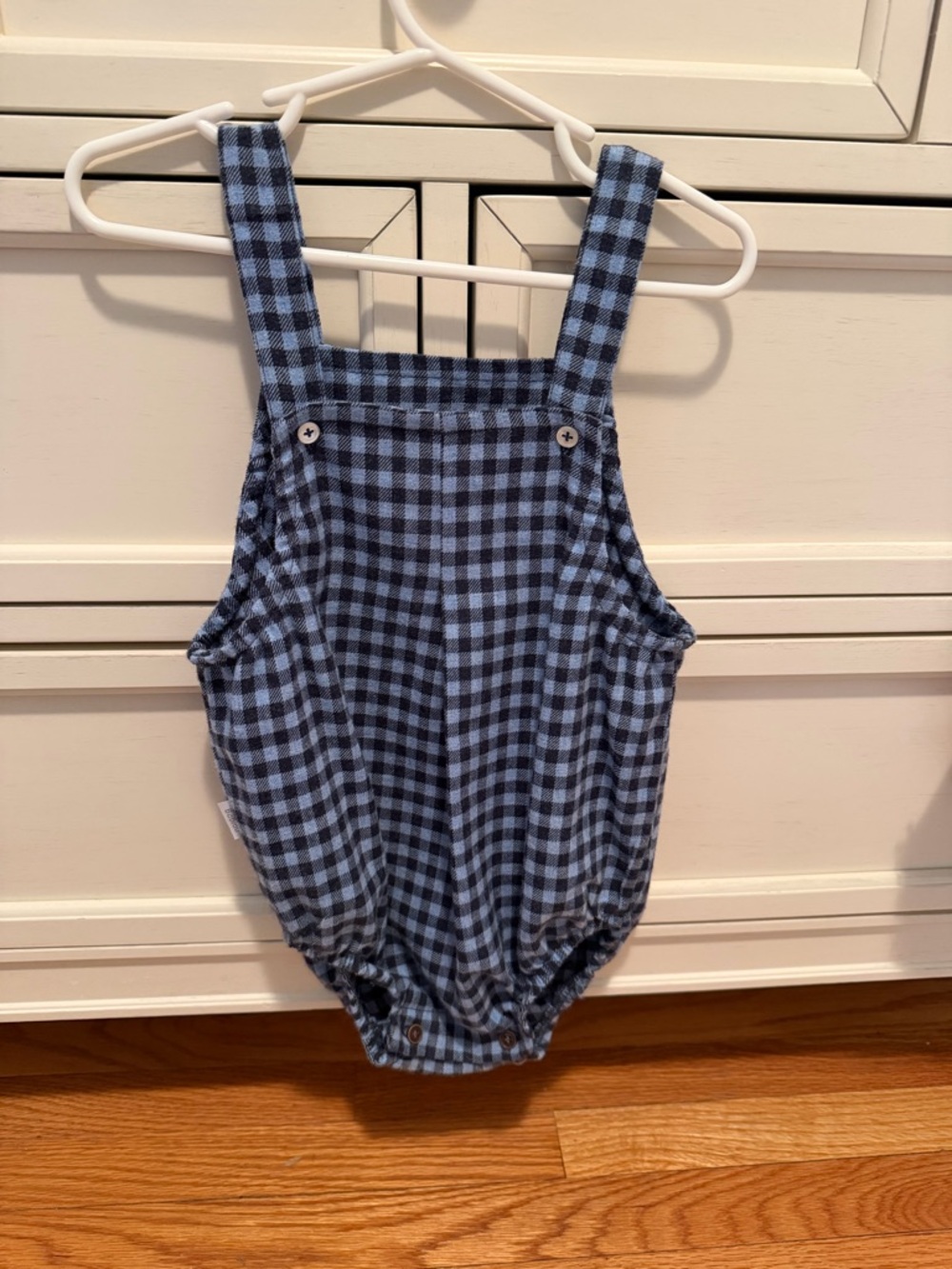 Blue Gingham Strappy Baby Romper